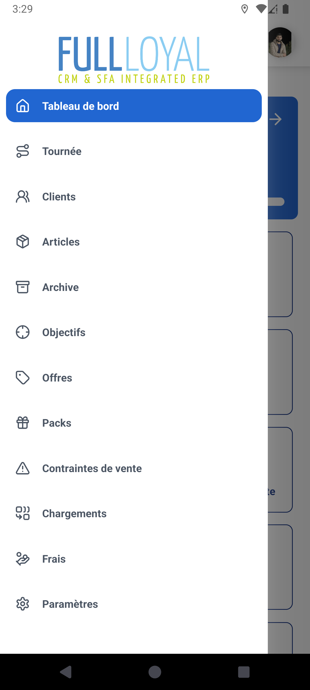 FULLLOYAL seller app navigation menu